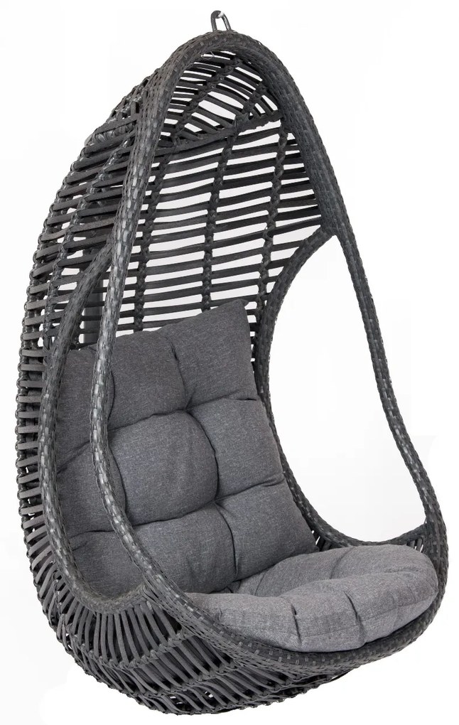 Závesné ratanové kreslo SALINA sivé bez stojana