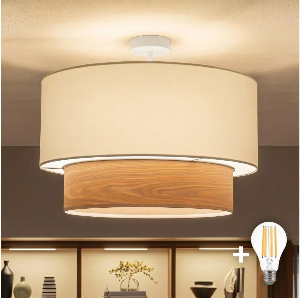 BRILAGI - LED prisadený luster CERIA 1xE27/60W/230V pr. 50 cm biela/béžová