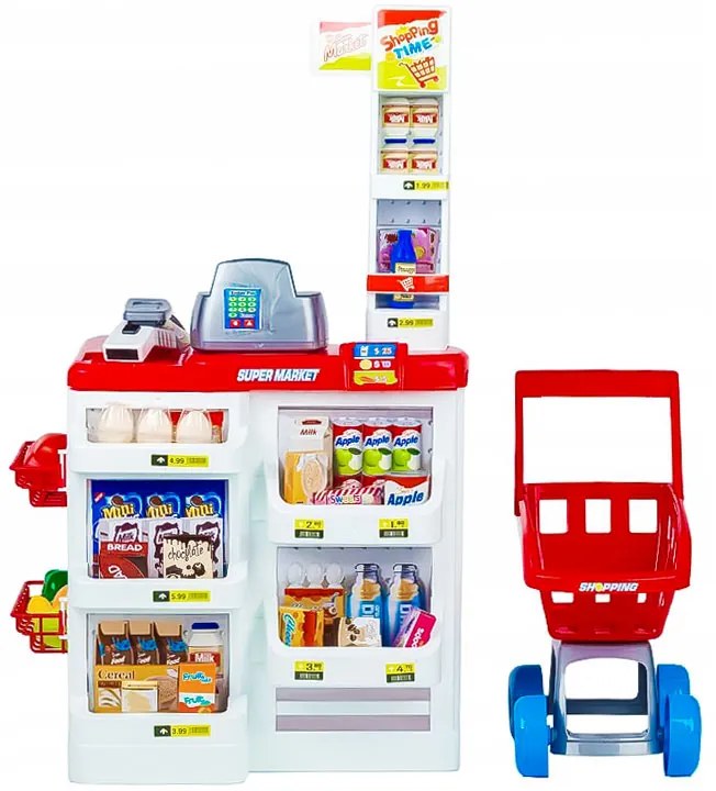 MULTISTORE Veľký obchod s pokladňou Supermarketový stánok pre deti s pokladňou, váhou a skenerom