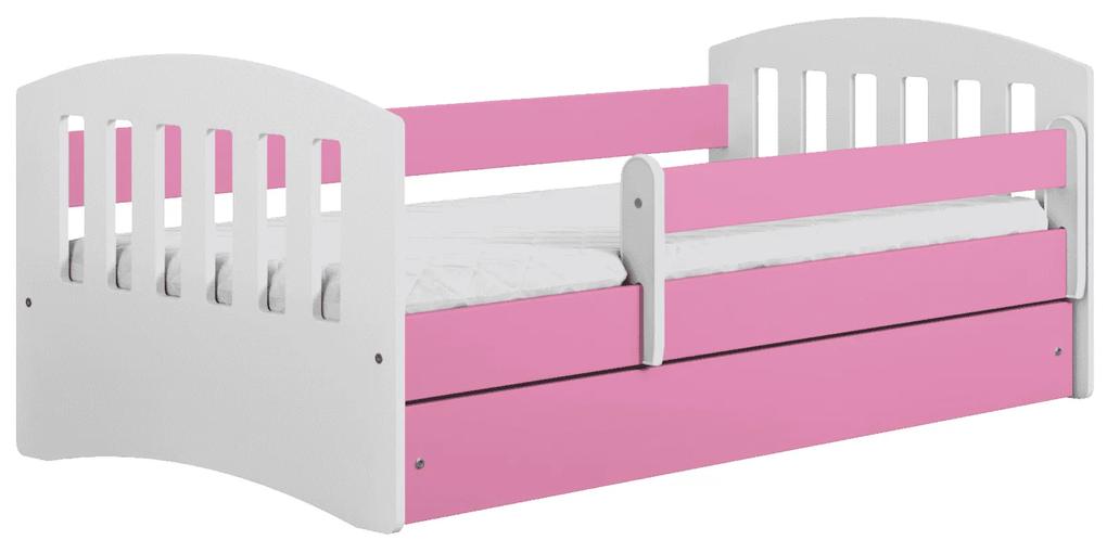 Letoss Detská posteľ Classic 1 - 140/80 Ružová S matracom S uložným priestorom