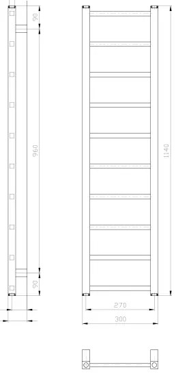 Sapho - Kúpeľňový radiátor METRO LIGHT 211W 30x114 cm biela