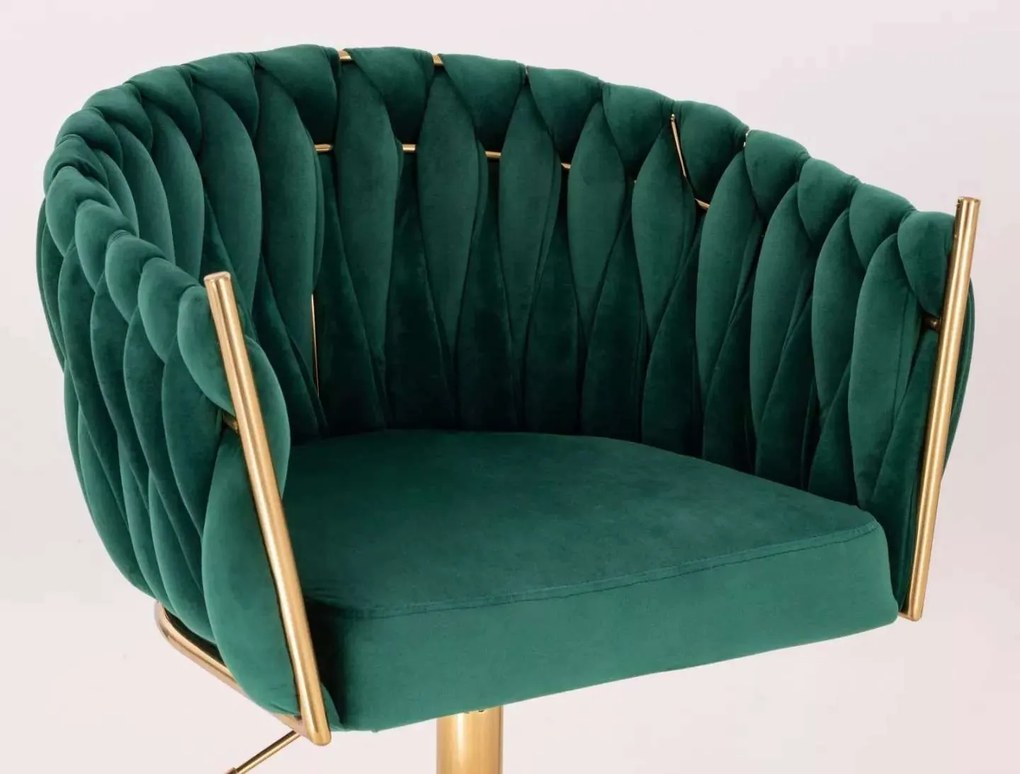 LuxuryForm DESIGN Stolička NORDEN VELUR na zlatom tanieri - zelená