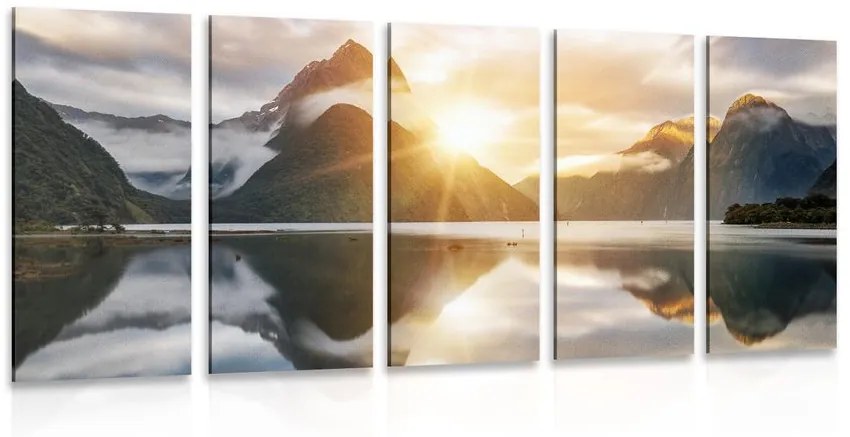 5-dielny obraz krásny východ slnka na Novom Zélande Varianta: 100x50