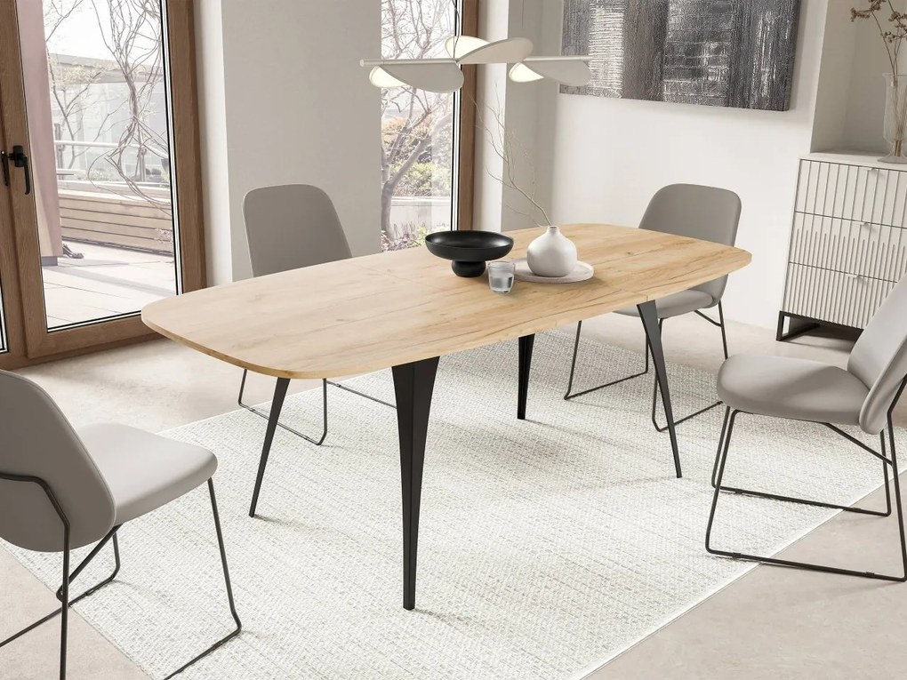 Rozkladací jedálenský stôl Prizino 160, Farba: čierna/biely mramor