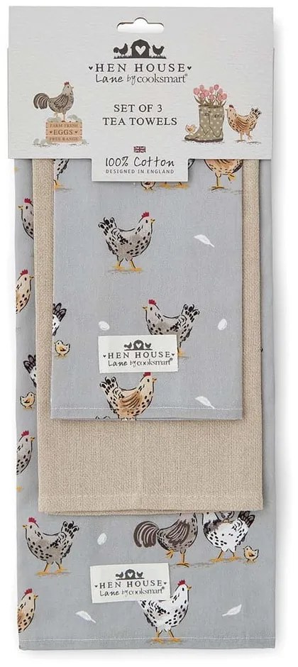Bavlnené utierky v súprave 3 ks 45x65 cm Hen House – Cooksmart ®
