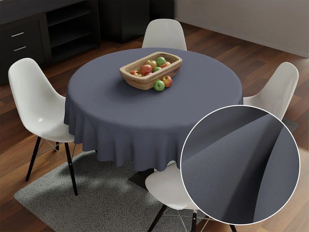 Biante Dekoračný okrúhly obrus Rongo RG-017 Tmavo sivý Ø 120 cm