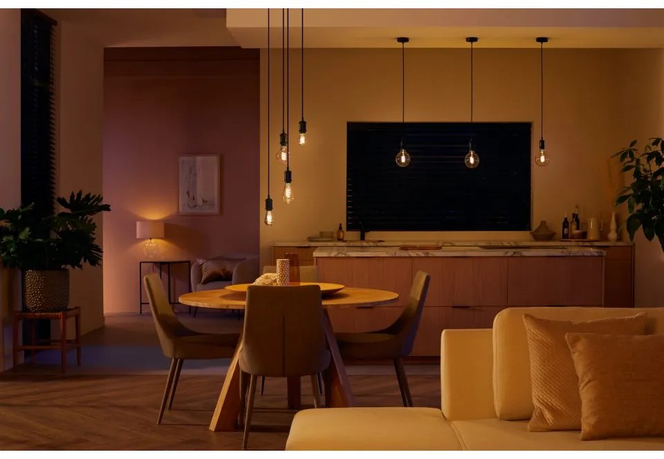 PHILIPS HUE Múdra LED filamentová žiarovka HUE, E27, G125, 7W, 550lm, teplá biela-neutrálna biela