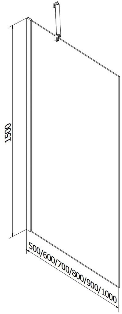 Mexen Next, vaňová zástena 1-krídlová 80 x 150 cm, fixné krídlo, 6 mm číre sklo s čiernym vzorom, ružové zlato profil, 895-080-000-00-77-60