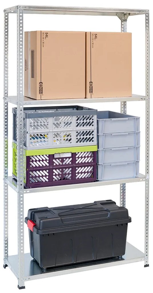 Skrutkový kovový regál 150x100x30cm, 4 police