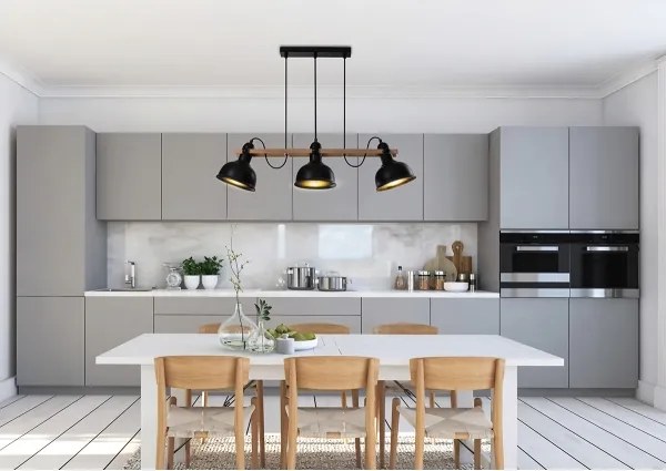 Luster na lanku RENO 3xE27/40W/230V čierna/hnedá