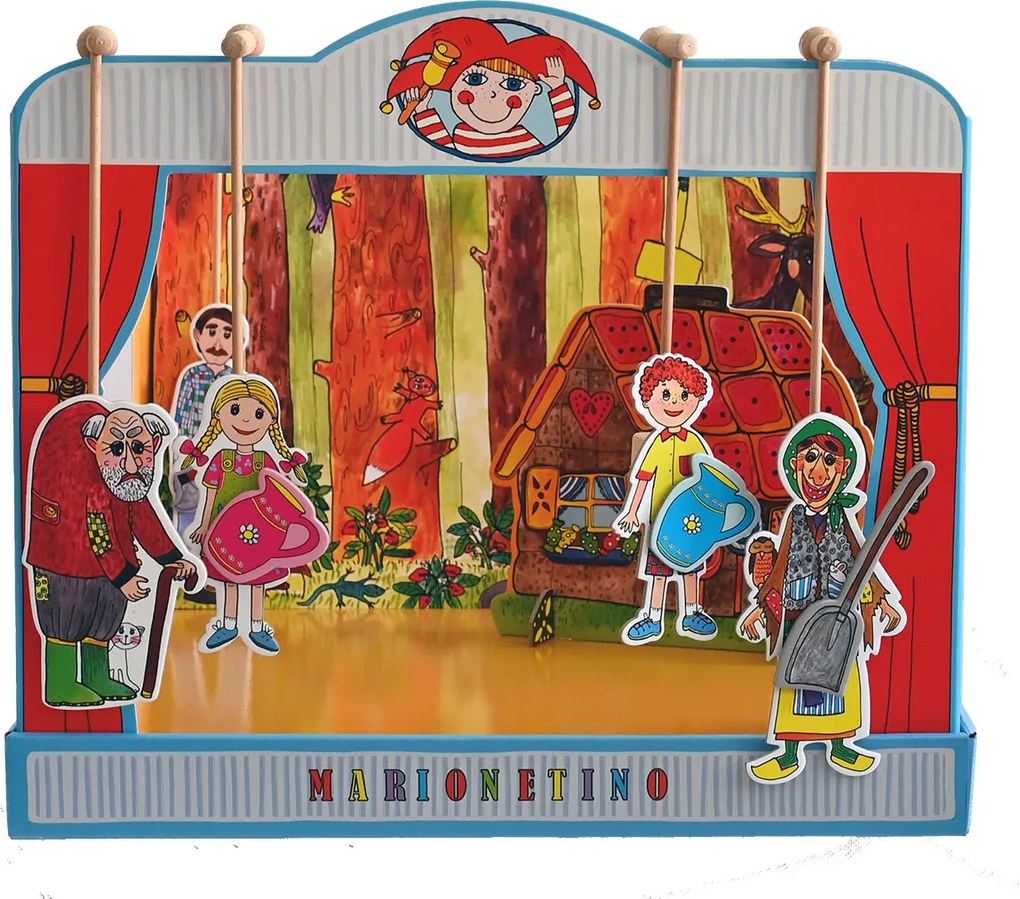 MARIONETINO Bábkové divadlo – Červená Čiapočka a Janko a Marienka (kompletný set, 9 bábok)
