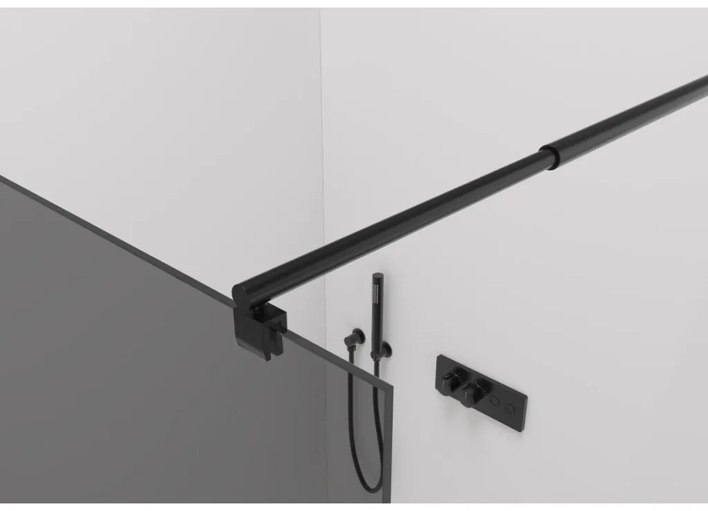 Cerano Onyx, sprchová zástena Walk-in 160x200 cm, 8mm šedé sklo, čierny profil, CER-CER-426601