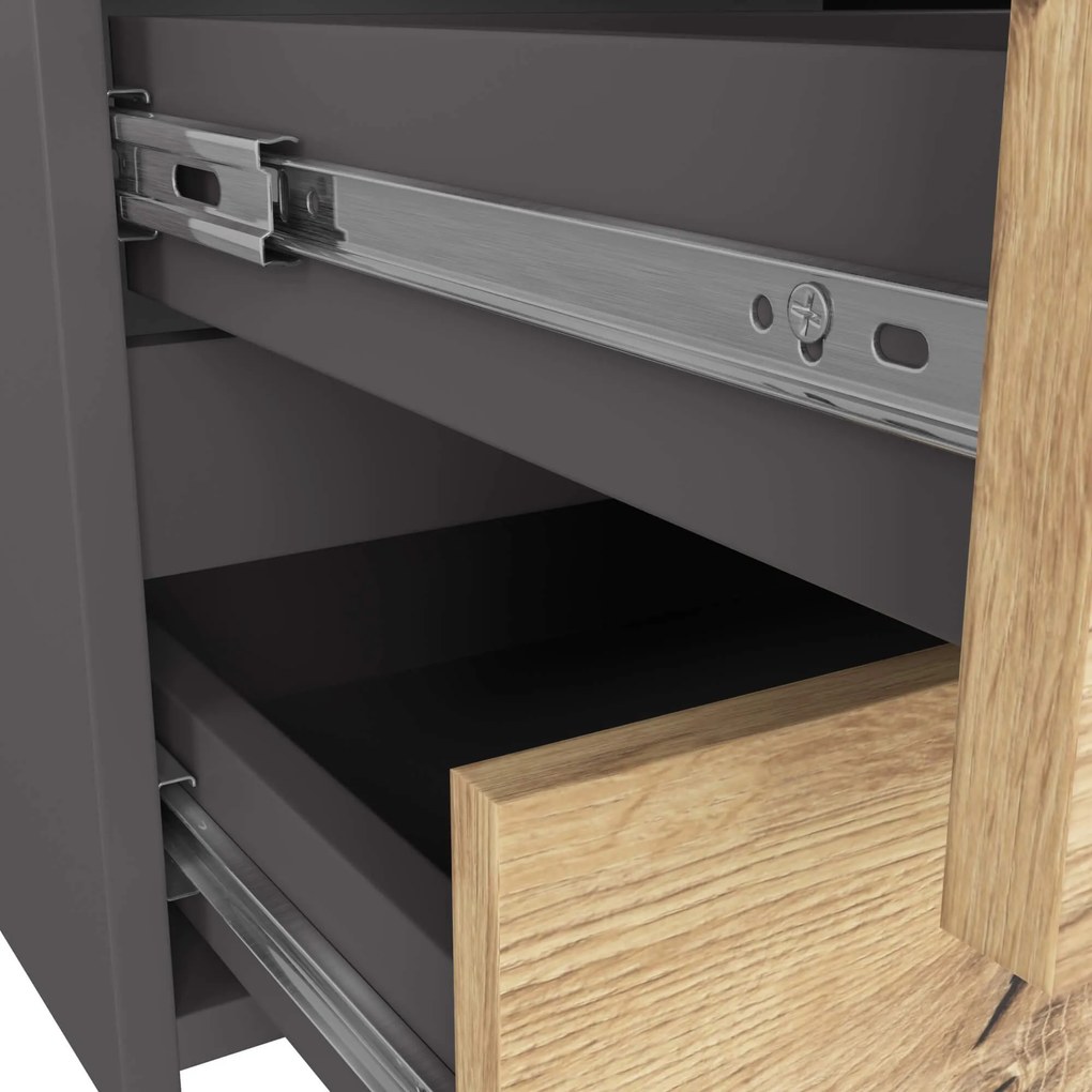 Komoda CL6 100 cm grafitovo šedá/dub artisan