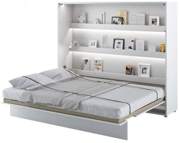 Horizontálna sklápacia posteľ s LED osvetlením políc 160x200 CELENA - biela