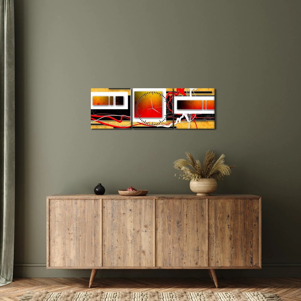 Obraz - Abstrakcia (s hodinami) (90x30 cm)