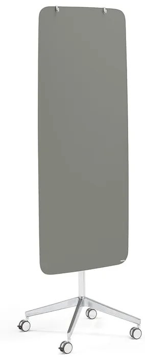 Sklenená magnetická tabuľa STELLA, so zaoblenými rohmi, s kolieskami, šedá