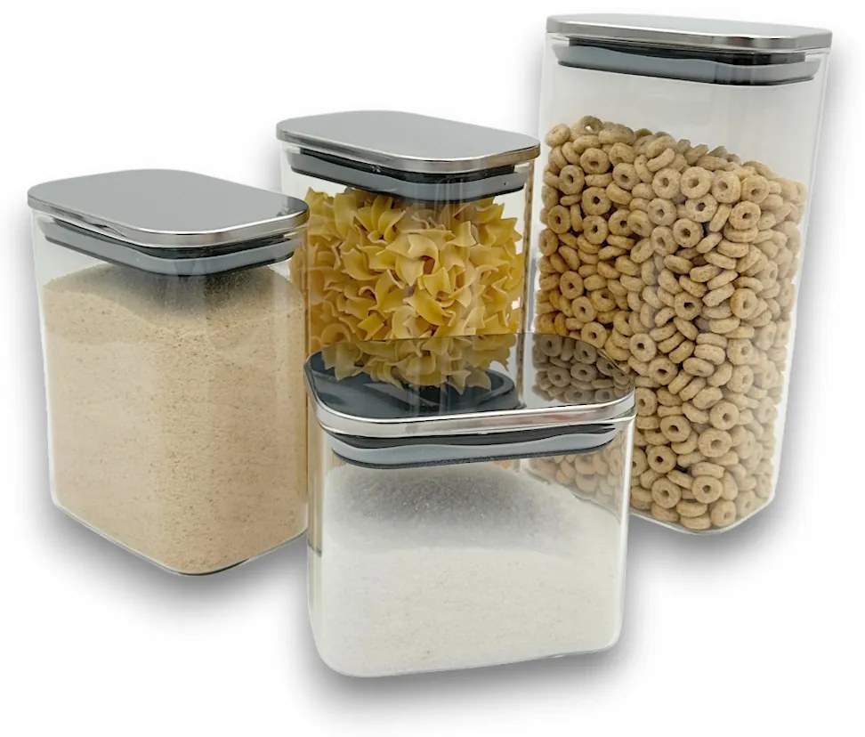 Arte Regal Sklenená obdĺžniková dóza s nerezovým vekom, 0,8l NEREZ VIVO