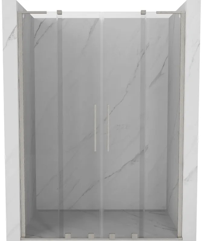 Mexen Velar L Duo, posuvné sprchové dvere do otvoru 150 cm, 8mm číre sklo, brúsená oceľ, 871-150-003-02-97