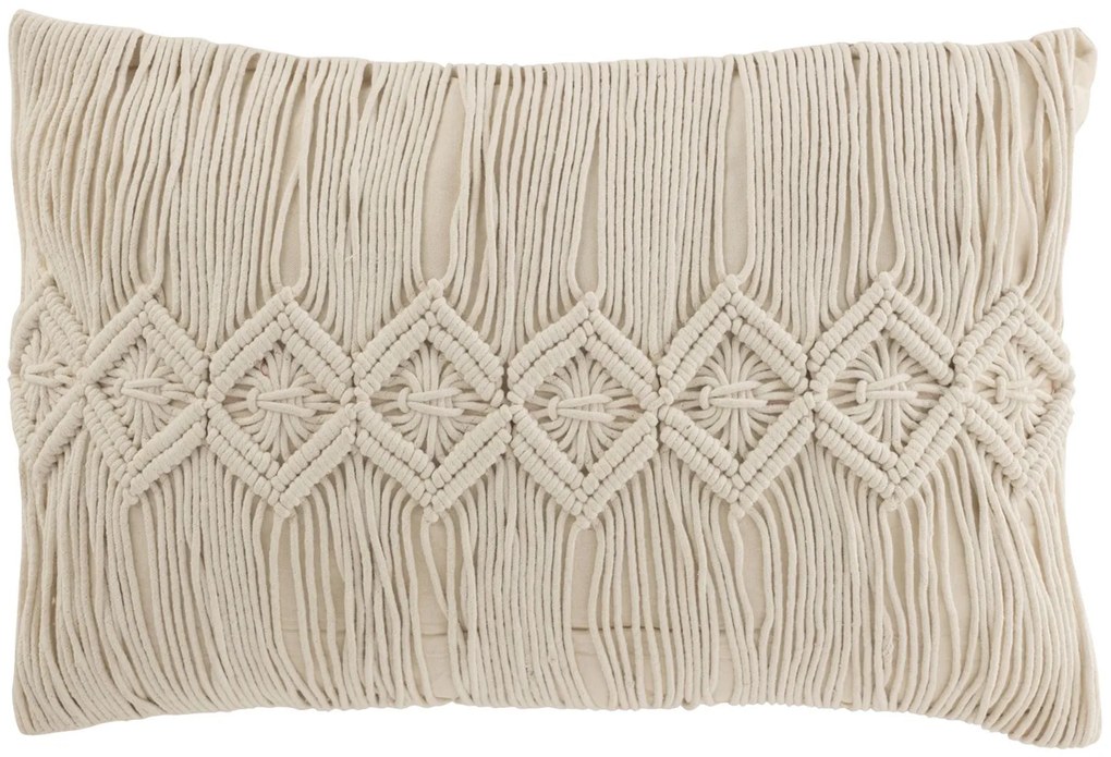 Prírodne biely vankúš s drhaným vzorom Macramé Linea - 74*16*36 cm