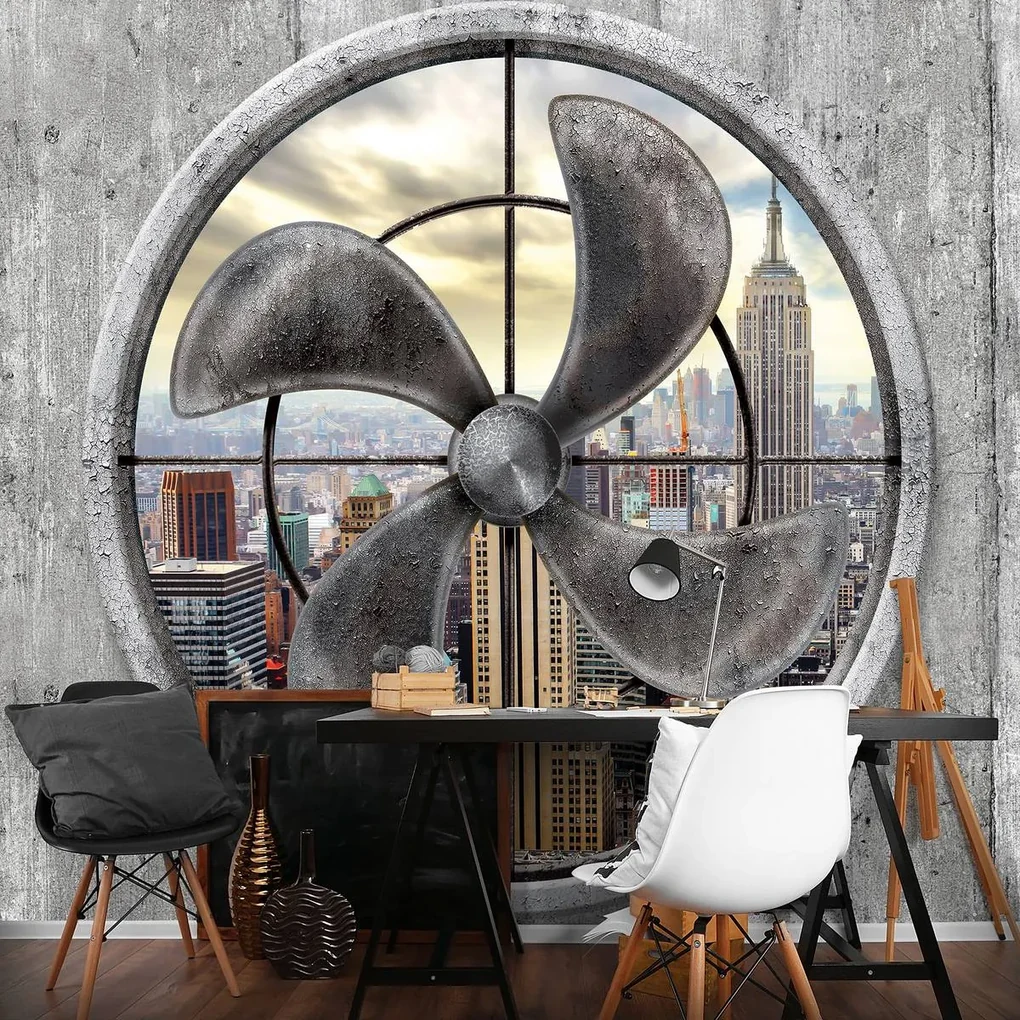 Fototapeta - New York za vrtuľou (254x184 cm)