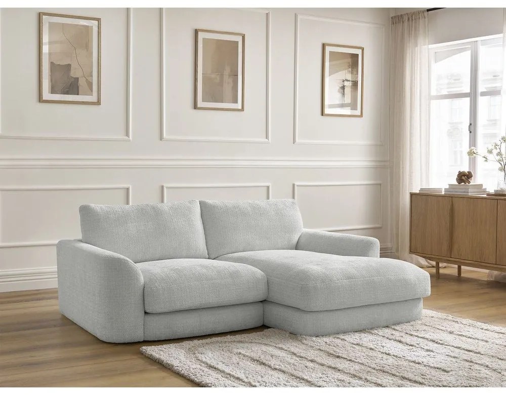 Svetlosivá ženilková rohová pohovka (pravý roh/s leňoškou) Leonore – Bobochic Paris