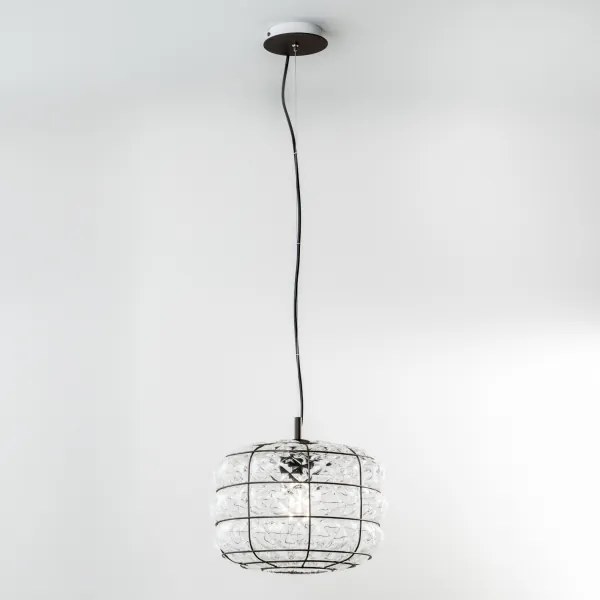 SIRU - Luster na lanku TERRA 1xE27/60W/230V čierna/číra benátske sklo