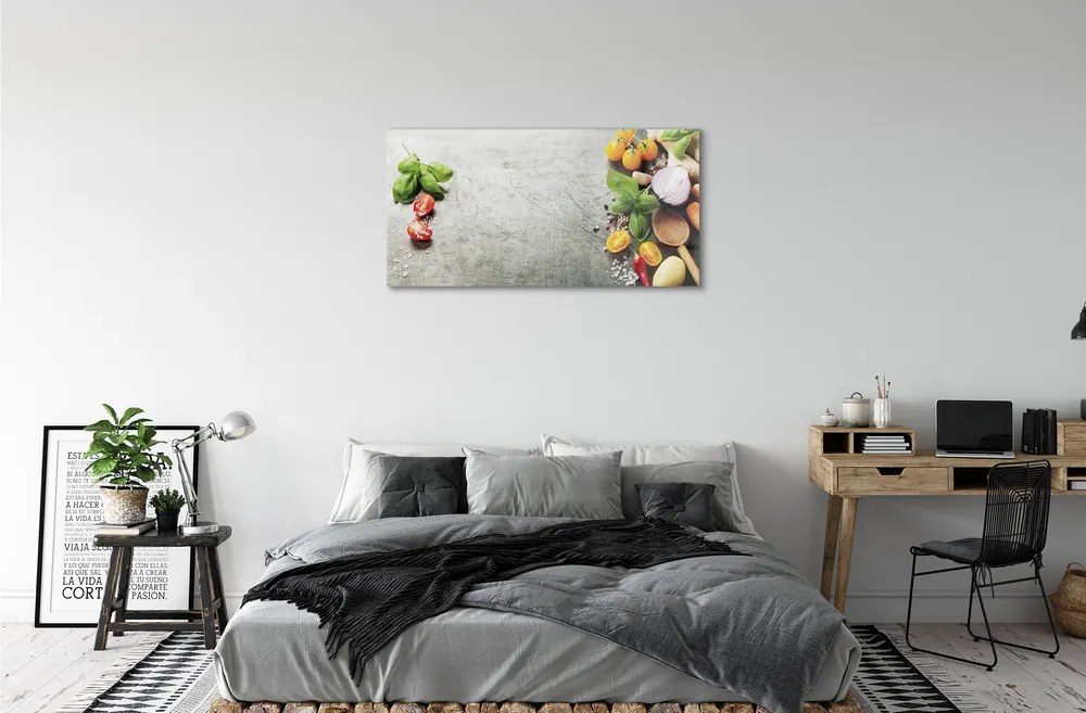 Obraz plexi Soľ, korenie červená cibuľa 100x50 cm