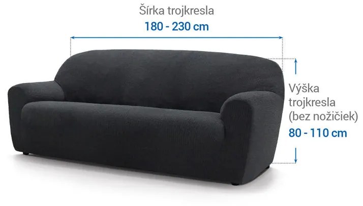 Super strečové poťahy HARMONIA antracitová trojkreslo (š. 180 - 230 cm)