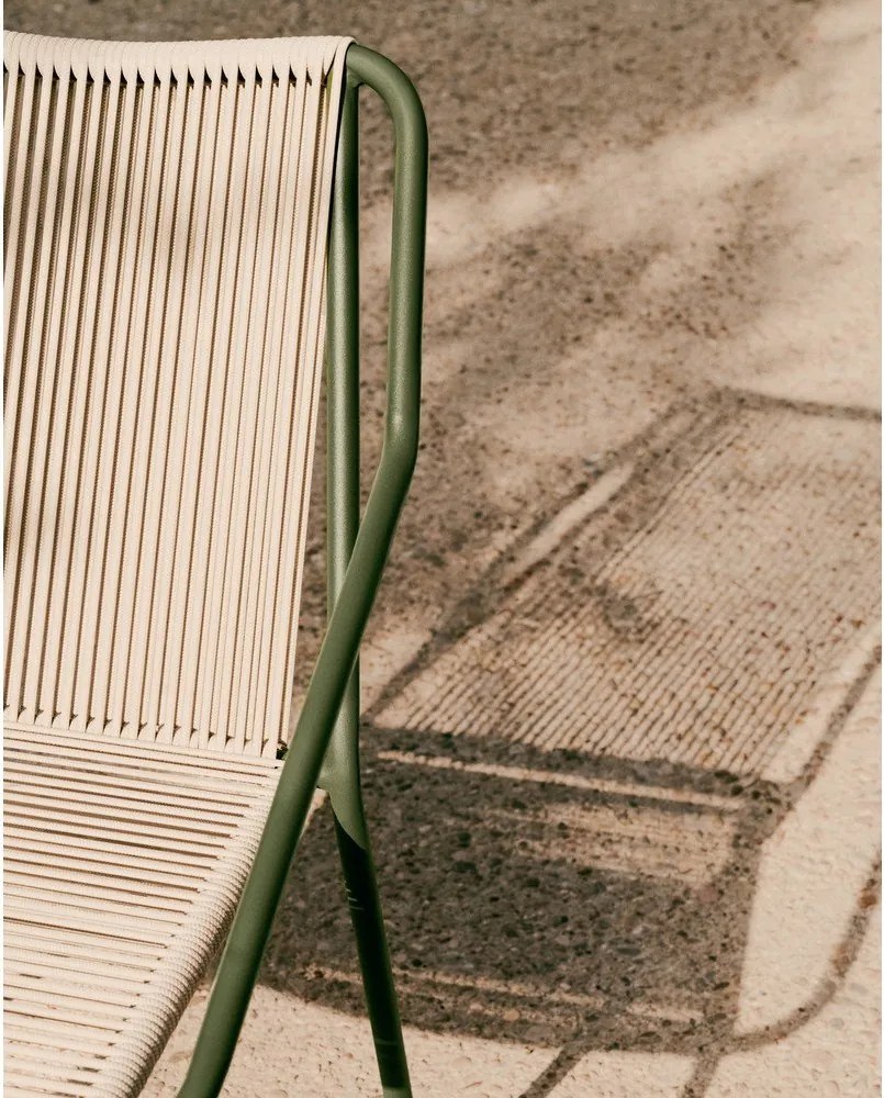 Tmavozelená/béžová kovová záhradná stolička Zivia – Kave Home