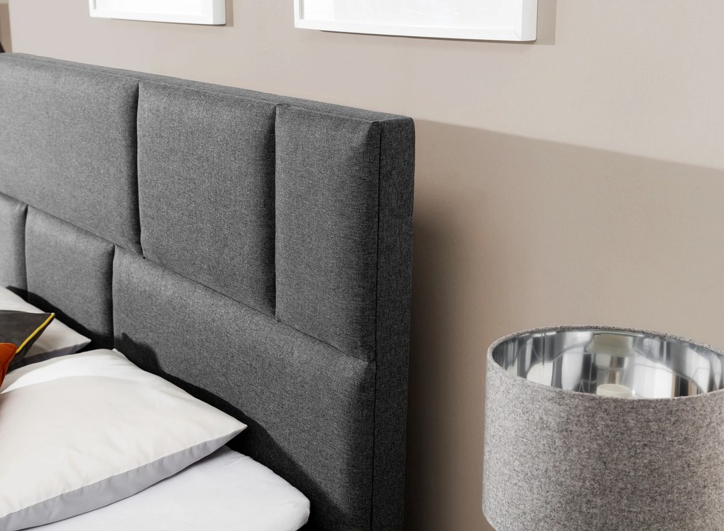 Manželská posteľ Boxspring 180 cm Florio (svetlosivá) (s matracmi a úl. priestorom). Akcia -19%. Vlastná spoľahlivá doprava až k Vám domov. 1025388