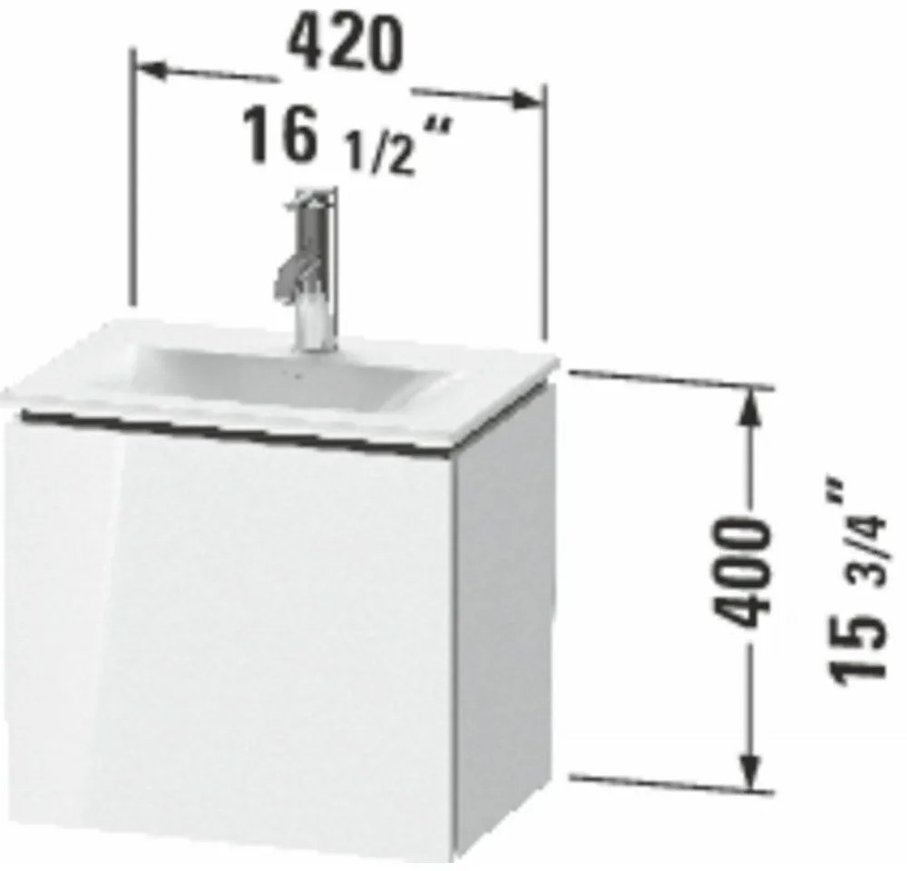 DURAVIT L-Cube závesná skrinka pod umývadielko, 1 dvierka, pánty vpravo, 440 x 311 x 400 mm, biela vysoký lesk, LC6133R2222