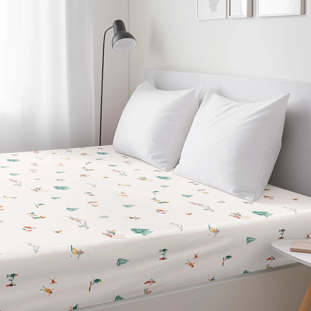 Goldea bavlnená napínacia plachta - zimné radovánky 180 x 200 cm