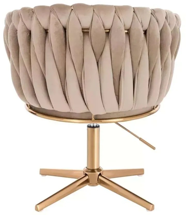 LuxuryForm DESIGN Stolička NORDEN VELUR na zlatom kríži - latte
