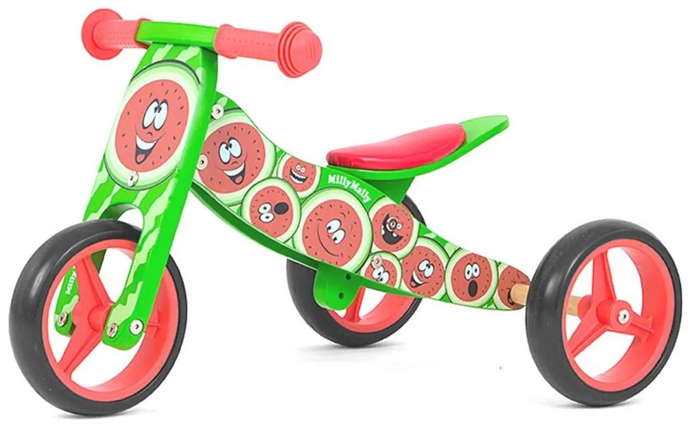 Detské multifunkčné odrážadlo bicykel 2v1 Milly Mally JAKE Watermelon