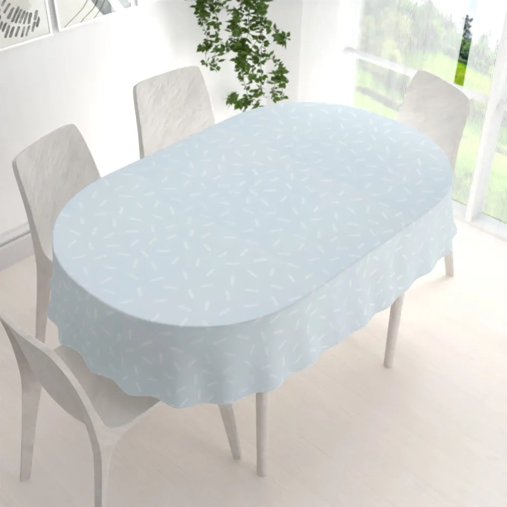 Biante Dekoračný oválny obrus PM-063 Konfety na pastelovo modrosivom 120x200 cm
