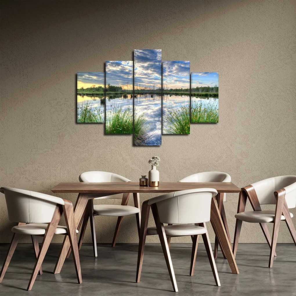 Obraz jazera s tŕstím (150x105 cm)