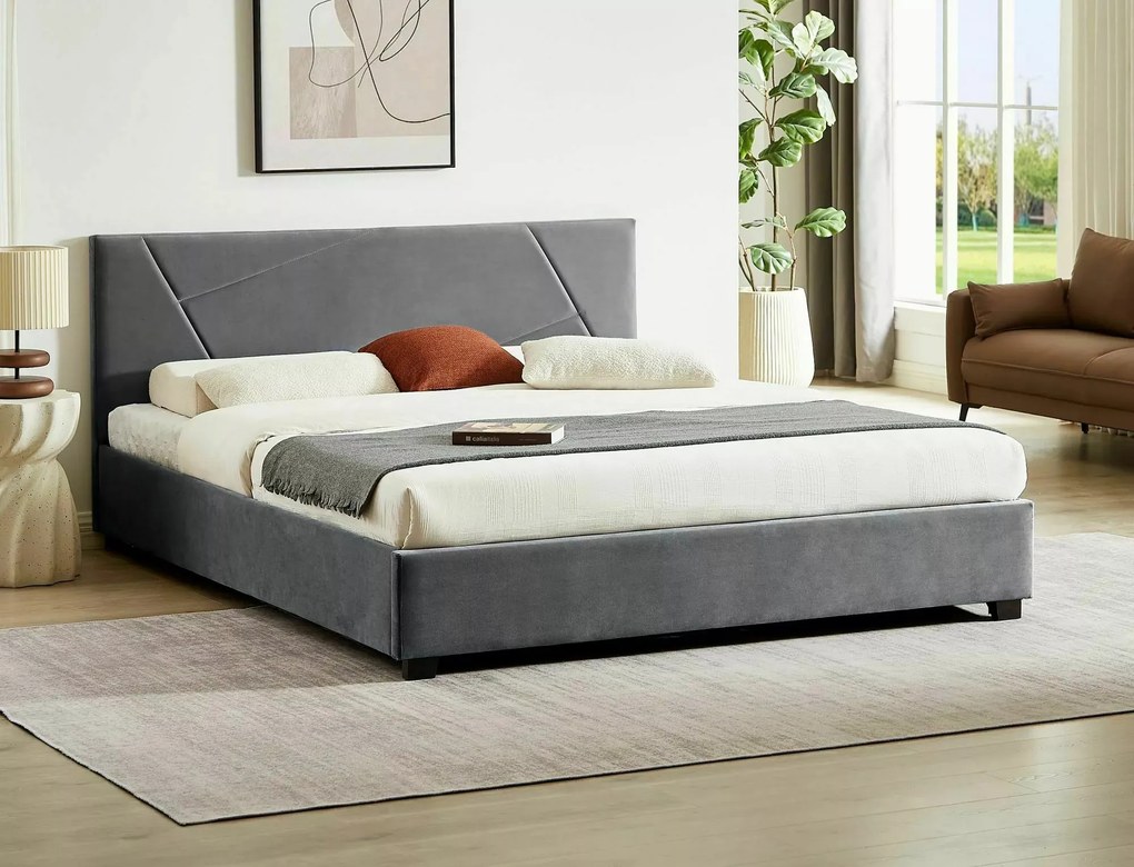 Dvojlôžková čalúnená posteľ Columbia Velvet 140x200 s úložným priestorom sivá