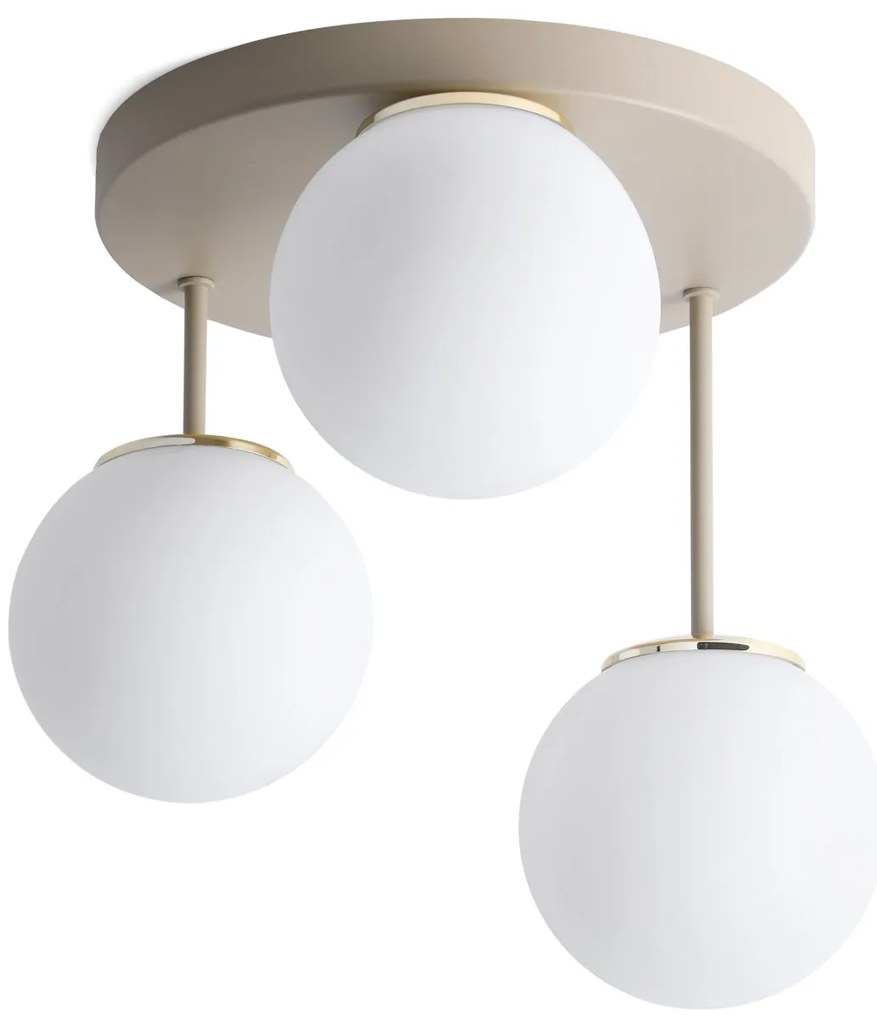 Stropné svietidlo Florence, 3x biele sklenené tienidlo, be/g
