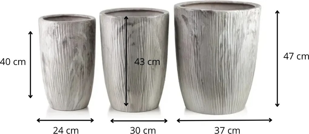 Sada 3 ks kvetináčov NEVA MARBLE X béžová