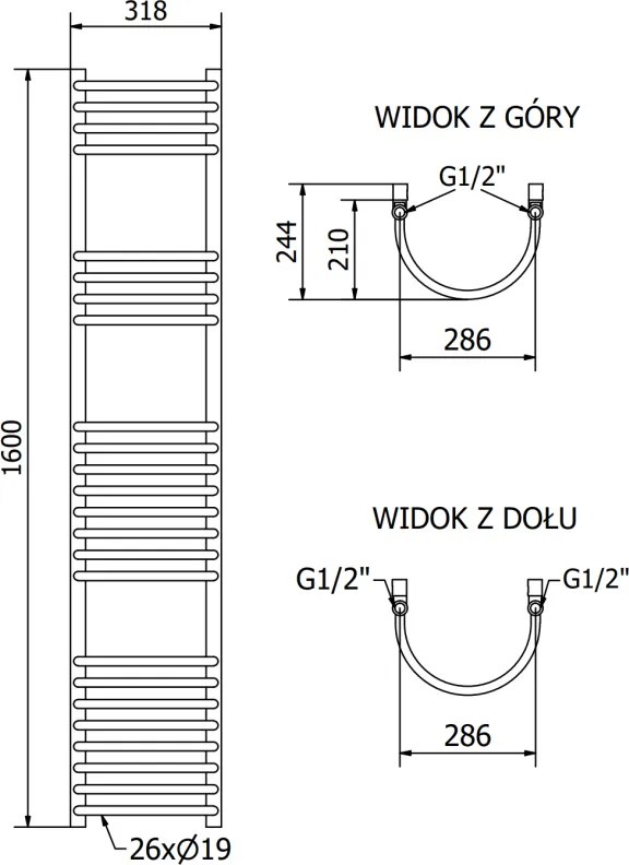 Mexen Eros, vykurovacie teleso 1600 x 318 mm, 549 W, čierna, W112-1600-318-00-70