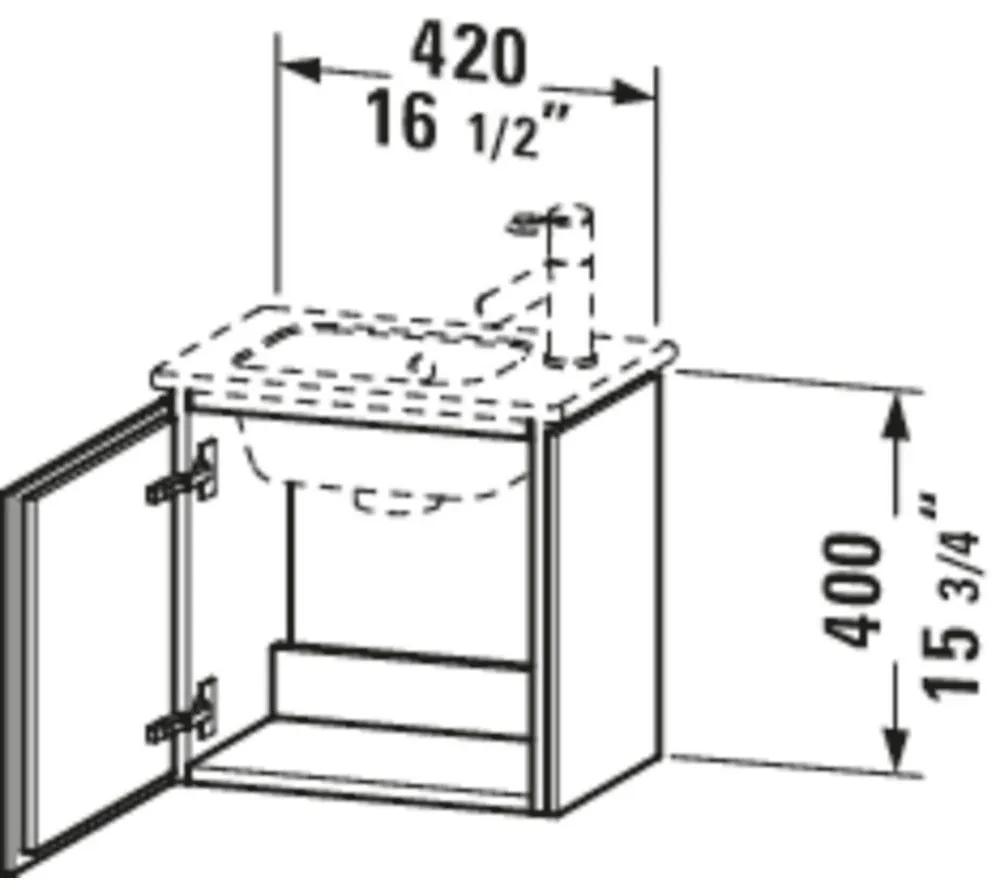 DURAVIT L-Cube závesná skrinka pod umývadielko, 1 dvierka, pánty vpravo, 420 x 294 x 400 mm, biela vysoký lesk, LC6272R2222
