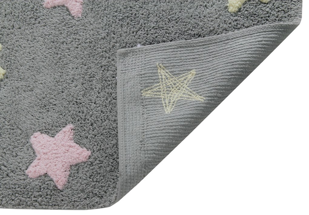 Lorena Canals koberce Pre zvieratá: Prateľný koberec Tricolor Stars Grey-Pink - 120x160 cm