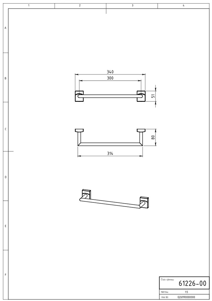 Novaservis - Držiak uterákov 300 mm Metalia 12 chróm, 0226,0