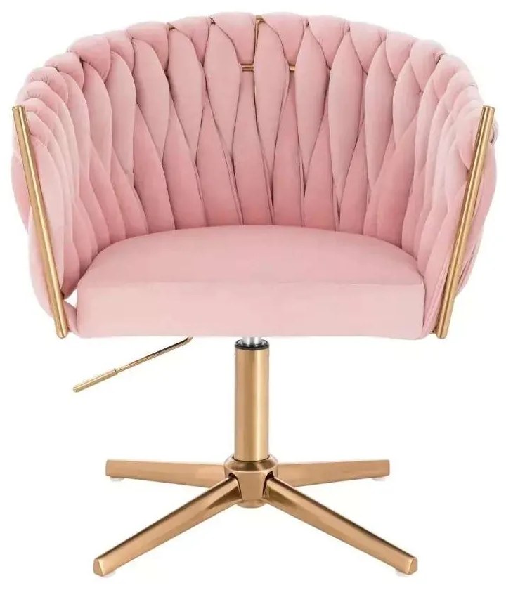 LuxuryForm DESIGN Kreslo NORDEN VELUR na zlatom kríži - ružové
