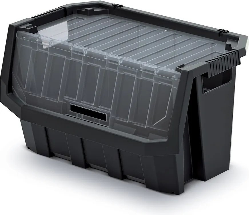 Prosperplast Dílenský úložný box HEAVY DUTY, S VÍKEM, černý 40x29x28 M