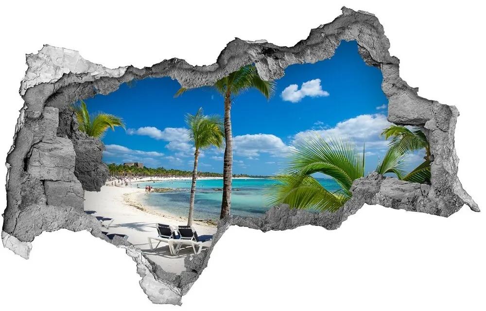 Diera 3D v stene nálepka Maledivy pláž nd-b-129561324