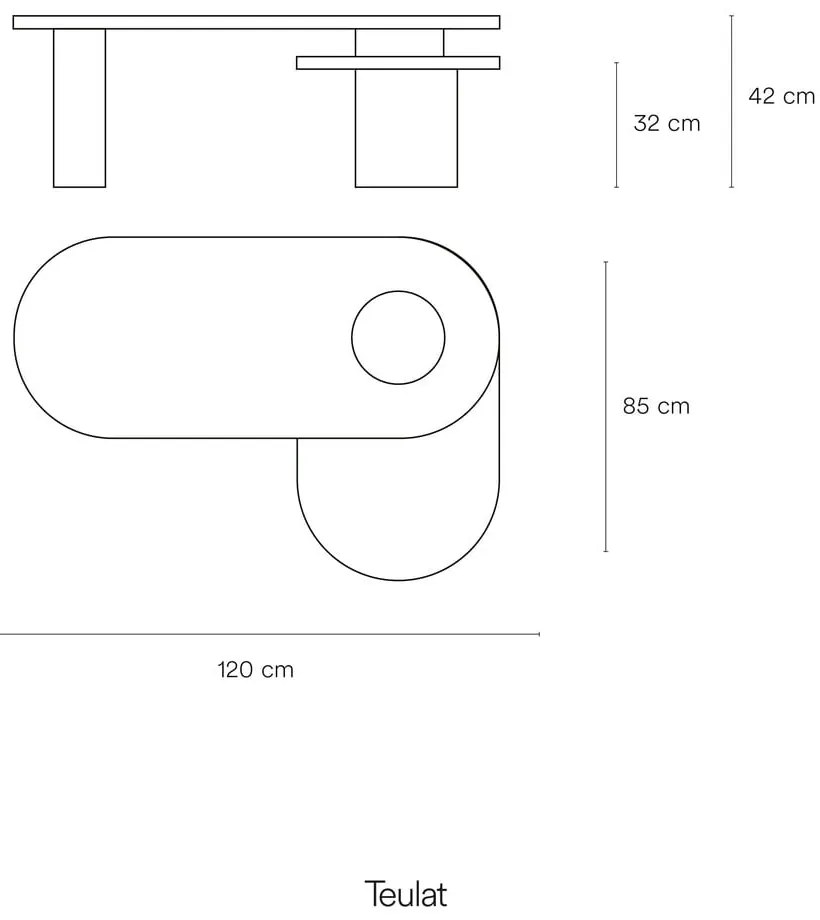 Biely konferenčný stolík v dekore jaseňa 120x50 cm Nori - Teulat