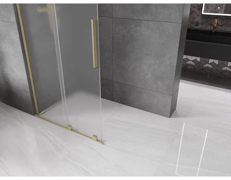 Mexen Velar L, posuvná sprchová zástena Walk-in 120 x 200 cm, 8mm sklo námraza, zlatá matná, 871-120-003-33-55