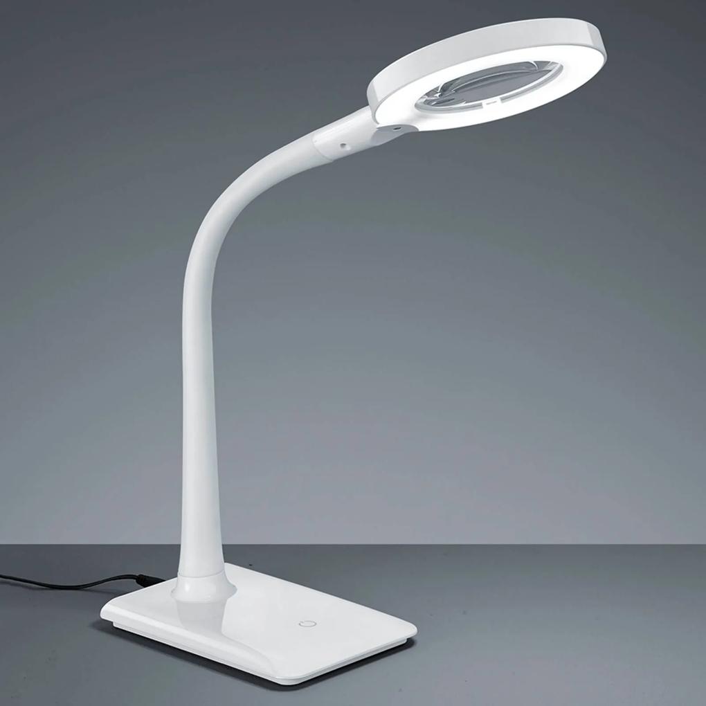 S podstavcom – LED lampa s lupou Lupo v bielej