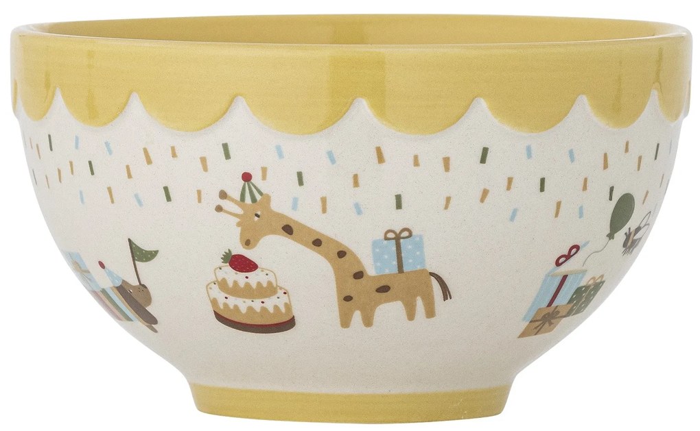 Bloomingville Celebrate Mini detská miska z kameniny žltá krémová 13,5 cm